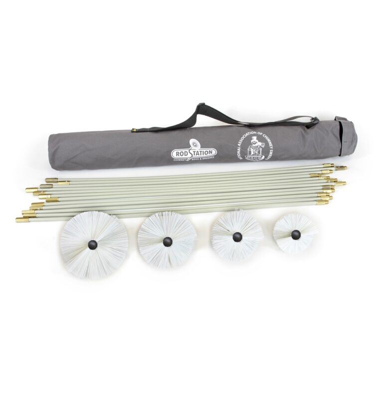 Chimney sweeping kit with flexible chimney rods