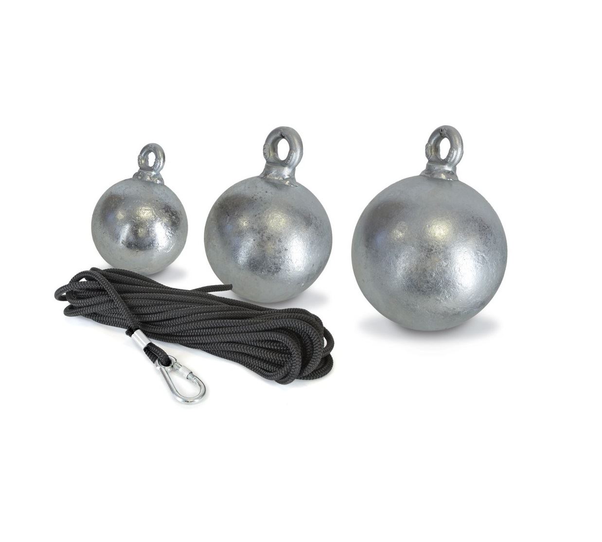 set of chimney coring balls on rope